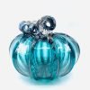 Goodsright Decor Glass | 5" Squat Glass Pumpkin | Handmade Table Top Home D??cor | Outdoor Collectible Sculpture (Cobalt)