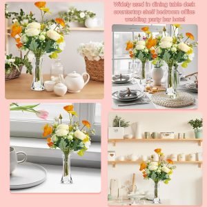 Goodsright Decor 24 Pcs Acrylic Glass Bud Vases Bulk Small Clear Vases for Flowers Height Shatterproof Plastic Crystal Bud Vase for Centerpieces Wedding Home Table Decorations Formal Dinners