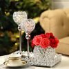 Goodsright Decor 4 Packs Crystal Candle Holders Centerpieces Table Decorations, Crystal Tea Lights Candelabras, Centerpiece Table Mirror Tray, for Vase Decoration, Wedding Centerpieces Tables Decoration (Silver)