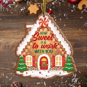 Goodsright Decor How Sweet It is to Work with You Custom Shaped Wooden Christmas Ornament Keepsake - Coworker, Wooden Ornament, Pack 3