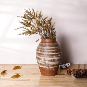 81L65nIuvOL._AC_SL1500 Goodsright Decor Ceramic Rustic Farmhouse Vase,11 inch Terracotta Vase,Neutral Tall Clay Vases Decorative Vase for Living Room,Table,Shelf Decor (Round)