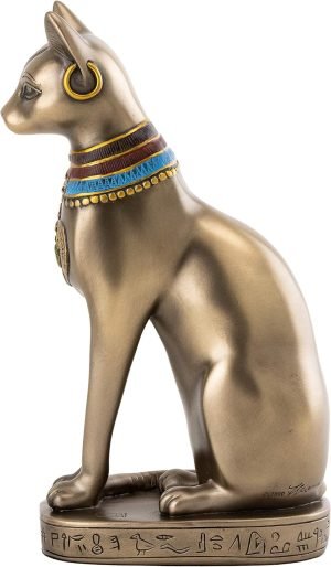Goodsright Decor Top Collection Goddess Bastet Statue - Ancient Egyptian Goddess of Protection Sculpture in Premium Cold Cast Bronze - 8-Inch Collectible Fertility Cat Figurine