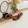 Goodsright Decor Decorative Wood Chain Link and Bead Garland Set | Hand Carved Pine Wood Chain Decor | Modern Farmhouse Decor Set | Aesthetic Room Decor | Boho Decorations for Living Room Bedroom Entryway l Brown