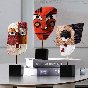 Goodsright Decor 4 PCS - Handcrafted Statues Resin Abstract Sculpture for Home Decor Modern,African Art Tribal Figurines Decorations Items Accents Influencer Picks for Bookshelf,TV Stand,Living Room,Nightstand