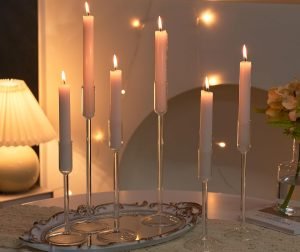 Goodsright Decor Candlestick Holders, Glass Taper Candle Holders Set of 8, Candle Holders for Candlesticks, for Christmas Events Party Wedding Reception Table Centerpiece Decorations