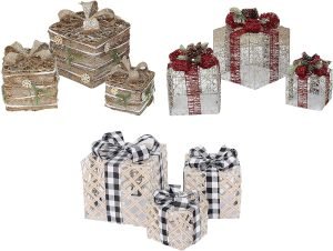 Goodsright Decor Wrought Iron Gift Box Ornament Pack of 3 Household Party Decoration Accessory for Shopping Mall Restaurant Room Elegant Home Decor