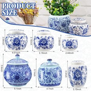 Goodsright Decor Set of 6 Small Blue and White Porcelain Vases Marble Vases Blue Chinoiserie Decor Gifts Ceramic Flower Vases Porcelain Classic Decor for Home Table Centerpieces Bookshelf(Fresh)