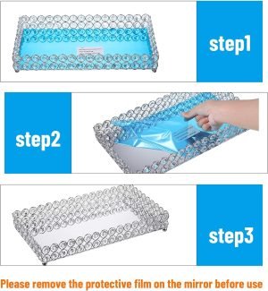 Goodsright Decor 4 Packs Crystal Candle Holders Centerpieces Table Decorations, Crystal Tea Lights Candelabras, Centerpiece Table Mirror Tray, for Vase Decoration, Wedding Centerpieces Tables Decoration (Silver)