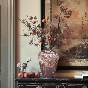 Goodsright Decor Rustic Ceramic Flower Vase Farmhouse Pottery Clay Tall Terracotta Floor Vases for Decorative Centerpiece Home Decor Aesthetic Living Room Bedroom Table Housewarming Gift (M)