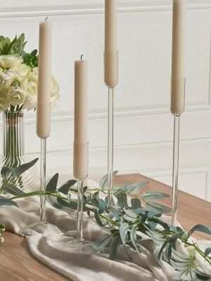 Goodsright Decor Candlestick Holders, Glass Taper Candle Holders Set of 8, Candle Holders for Candlesticks, for Christmas Events Party Wedding Reception Table Centerpiece Decorations