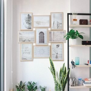Goodsright Decor Picture Frames 4x6 inch (10.2x15.2cm) 9 Opening Wooden Picture Frames Collage Wall Decor Natural and White