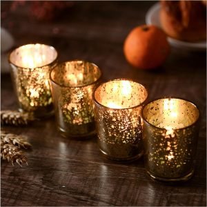 Goodsright Decor Gold Votive Candle Holders Set of 48 - Wedding Centerpieces for Table Decor, Gold Mercury Glass Tealight Candle Holders Bulk for Birthday Party, Home Decor, Valentines Day Decor