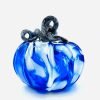 Goodsright Decor Glass | 5" Squat Glass Pumpkin | Handmade Table Top Home D??cor | Outdoor Collectible Sculpture (Cobalt)