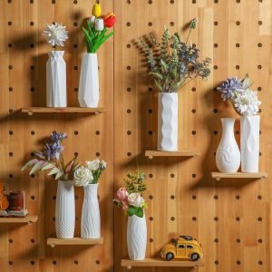 Goodsright Decor 24 Pcs Plastic Flower Vase White Bud Vase Ceramic Look Plastic Vases for Centerpieces Unbreakable Floral Vases Bulk for Home Office Table Living Room Decor