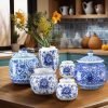 Goodsright Decor Set of 6 Small Blue and White Porcelain Vases Marble Vases Blue Chinoiserie Decor Gifts Ceramic Flower Vases Porcelain Classic Decor for Home Table Centerpieces Bookshelf(Fresh)