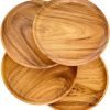 Goodsright Decor Acacia Wood Plates, Handcrafted, Durable, Shatter-Proof, Set of 4, for Dining Platters ?C Eco-Friendly, Natural, Sustainable, Rustic, Beautiful Wood Grains, 12" Diameter