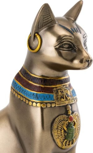Goodsright Decor Top Collection Goddess Bastet Statue - Ancient Egyptian Goddess of Protection Sculpture in Premium Cold Cast Bronze - 8-Inch Collectible Fertility Cat Figurine