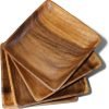 81l2wHFugOL._AC_SL1500 Goodsright Decor Acacia Wood Dinner Plates - Rustic, Eco-Friendly Square Set of 4 Durable Wooden Plates for Dining, Handmade Unique, Natural, Sustainable Dinnerware, Size: 10" x 10"