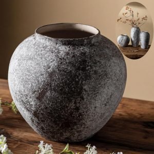 81laNc9sMYL._AC_SL1500 Goodsright Decor Rustic Extra Large Ceramic Floor Vase, Distressed Terracotta Pottery Tall Decorative Vases, Concrete Vases Clay Stone Antique Big Vase for Home Decor (7 in X 13.4 in)