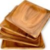 81mAO7z5BfL._AC_SL1500 Goodsright Decor Acacia Wood Dinner Plates - Rustic, Eco-Friendly Square Set of 4 Durable Wooden Plates for Dining, Handmade Unique, Natural, Sustainable Dinnerware, Size: 10" x 10"