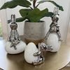 81mmxS8mazL._AC_SL1500 Goodsright Decor Set of 3 Modern Ceramic Rabbit Figurines Bunny Decor Spring Decor Bunny Statue Bunny Figurines Home Decor White Ceramic Bunny Silver Home Decor