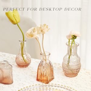 Goodsright Decor Glass Bud Vase Set of 30, Small Flower Vases, Glass Vases for Centerpieces, Vintage Home Table Decorations Bud Vases (30 Pcs, Amber)