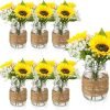81uPTBktJCL._AC_SL1500 Goodsright Decor 43 Pcs Mason Jar Table Centerpiece 6 Sets Mason Jar Vases 18 Faux Sunflower 18 Baby's Breath 1 Rope Boho Rustic Mason Jar Table Decoration for Reception Engagement Party Bridal Shower Wedding