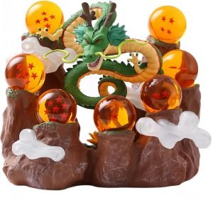 Goodsright Decor Shenron Statue Set Resin Dragon Statue + 3.5cm Crystal Ball Set of 7 + 0.71kg Mountain Stands Suitable for Party Decoration Lovers Collectibles(Shenron Statue Set)
