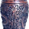 Goodsright Decor Chinese Dragon Vase - Handmade Decorative Oriental Sculptural Vase for Flowers - Feng Shui Asian Art - Resin, 9.5 Inches (Brown)