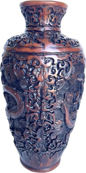 Goodsright Decor Chinese Dragon Vase - Handmade Decorative Oriental Sculptural Vase for Flowers - Feng Shui Asian Art - Resin, 9.5 Inches (Brown)