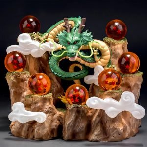 Goodsright Decor Shenron Statue Set Resin Dragon Statue + 3.5cm Crystal Ball Set of 7 + 0.71kg Mountain Stands Suitable for Party Decoration Lovers Collectibles(Shenron Statue Set)