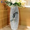 Goodsright Decor Decorative Shine Vase Stunning Handmade Mosaic Crackle Glass House Decor Table Centerpieces Modern Room Decoration (Hu-Silver)