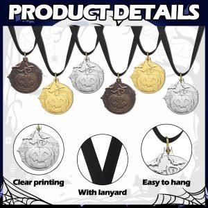 Goodsright Decor 72 Pcs Halloween Pumpkin Medals for Kids Bulk Halloween Contest Awards Gold Silver Bronze Medals 1st 2nd 3rd Carving Pumpkin Medals with Ribbon for Halloween Parties Fall Season Holiday