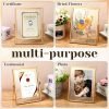 Goodsright Decor 9 Pieces Glass Picture Frame Metal Floating Frame Photo Frame Pressed Glass Photo Frame Vintage Brass Picture Frame Metal Geometric Picture Frame Desk Vertical Frame, 4 x 6 Inch (Gold)