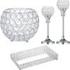 Goodsright Decor 4 Packs Crystal Candle Holders Centerpieces Table Decorations, Crystal Tea Lights Candelabras, Centerpiece Table Mirror Tray, for Vase Decoration, Wedding Centerpieces Tables Decoration (Silver)