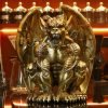 Goodsright Decor Steampunk Dungeon Roaring Gargoyle Gothic Statue Resin Gothic Sculpture Cyborg Sci-fi Collectible Figurine with Cool Gear for Home Table Book Shelf Man Cave Decor Gold