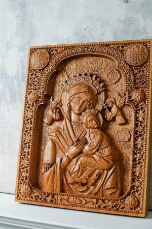 91RFiIDFhWL._SL1500 Goodsright Decor Blessed Our Lady of Perpetual Help Wood Carved Religious Virgin Mary Icon Christian Gifts Wedding Anniversary gifts housewarming gifts Wall Hanging Art Work