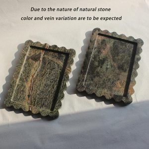 Goodsright Decor Natural Luxury Scalloped Marble Tray 10.8"x8", Green Rectangle Vanity Tray for Bathroom Kitchen Counter, Decorative Tray for Dresser Home Decor