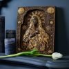 Goodsright Decor Blessed Virgin Mary Wooden Carved Religious Virgin Mary Icon Christian Gifts Wedding Anniversary gifts housewarming gifts Wall Hanging Art Work