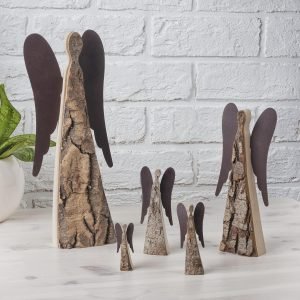 91yEaD1o3_S._AC_SL1500 Goodsright Decor Wooden Guardian Angel Figurines for Love, Peace, Inspiration - Remembrance Angel Collectible Statue - Christmas Wood Angel Decor - Rustic Angel Gift in Memory of Loved Ones - Medium