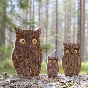 Goodsright Decor Wooden Owl Figurines Home Decorations - Large Decorative Rustic Owl Statue for Living Room - Wood Animal Figurine Night Owl Tabletop Ornaments - Hand Carved Gift for Owls Lovers - Large