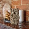Goodsright Decor Wooden Owl Figurines Home Decorations - Large Decorative Rustic Owl Statue for Living Room - Wood Animal Figurine Night Owl Tabletop Ornaments - Hand Carved Gift for Owls Lovers - Large