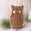 Goodsright Decor Wooden Owl Figurines Home Decorations - Large Decorative Rustic Owl Statue for Living Room - Wood Animal Figurine Night Owl Tabletop Ornaments - Hand Carved Gift for Owls Lovers - Large