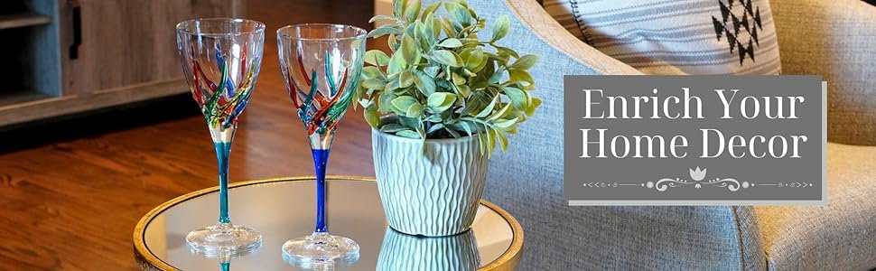 Italian Crystal Wine Glasses Trix Design on living room table