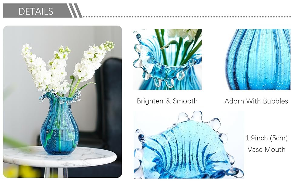 8.3inch Blown Glass Bubble Vase Collection Modern Art Flower Vase