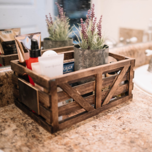 Decorative Wooden Crate, Wood Box Storage Crate, centerpieces for Home, Rustic Bathroom décor