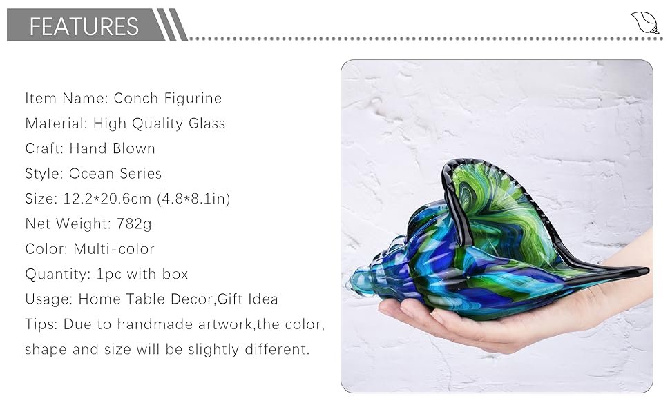 Blowm Glass Conch Figurine